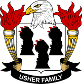 Coat of arms used by the Usher family in the United States of America