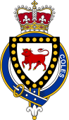 British Garter Coat of Arms for Coles (Ireland)