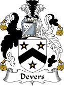 English Coat of Arms for the family Devers or Deveris