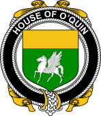 Irish Coat of Arms Badge for the O'QUIN (Annaly) family