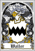 German Wappen Coat of Arms Bookplate for Waller