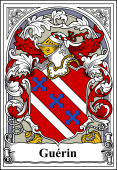 French Coat of Arms Bookplate for Guérin