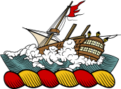 Family crest from Scotland for Abernethy (Scotland) Crest - In the Sea, a Ship in Distress