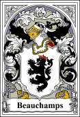 French Coat of Arms Bookplate for Beauchamps