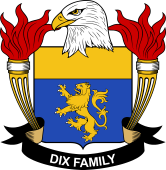 Coat of arms used by the Dix family in the United States of America