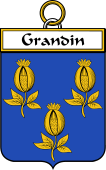 French Coat of Arms Badge for Grandin or Grondin