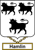 English Coat of Arms Shield Badge for Hamlin or Hamelyn
