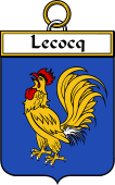French Coat of Arms Badge for Lecocq (Cocq le)