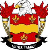 Coat of arms used by the Hicks family in the United States of America