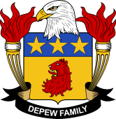 Coat of arms used by the Depew family in the United States of America