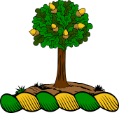 Family Crest from Scotland for: Abercrombie of that Ilk (Scotland) Crest - Oak Tree Acorned, on a Mount