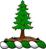 Family crest from Scotland for Anderson (Canducraig Scotland) Crest - Out of a Mount, a Fir Tree Seeded