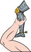 Arm Embowed, the hand grasping a leg in armour