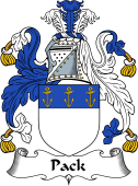English Coat of Arms for the family Pack or Packe