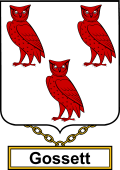 English Coat of Arms Shield Badge for Gossett