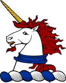 Family Crest from England for: Abbett Crest - Unicorn Head Collared