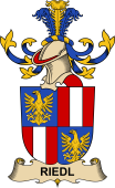 Republic of Austria Coat of Arms for Riedl (de Riedelswald)