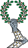 Arm in Armour Gauntleted Holding Oak Wreath