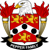 Coat of arms used by the Pepper family in the United States of America