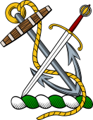 Family crest from England for Aberdour (Cheshire) Crest - An Anchor with Cable  and a Sword  Saltire-wise