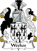 English Coat of Arms for the family Weekes or Wykes