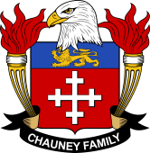 Coat of arms used by the Chauney family in the United States of America