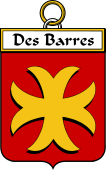 French Coat of Arms Badge for Des Barres