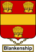 English Coat of Arms Shield Badge for Blankenship or Blenkensopp