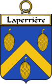 French Coat of Arms Badge for Laperrière (Perrière de la)