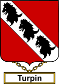 English Coat of Arms Shield Badge for Turpin or Durbin