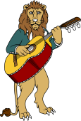 Symphony Lions Clipart image: Lion playing Guitarron