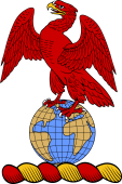 Family Crest from England for: Abelyn Crest - On a Globe, Eagle Wings Expanded, Inverted