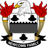 Coat of arms used by the Newcomb family in the United States of America