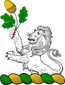 Family Crest from England for: Ackhurst Crest - A Demi-lion Holding an Oak Slip 2