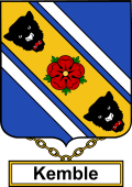 English Coat of Arms Shield Badge for Kemble or Kimble