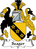 English Coat of Arms for the family Seagar or Seager