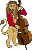 Symphony Lions Clipart image: Lion playing Bass