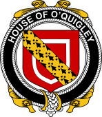 Irish Coat of Arms Badge for the O'QUIGLEY family