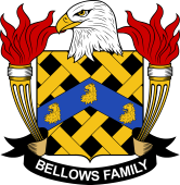 Coat of arms used by the Bellows family in the United States of America