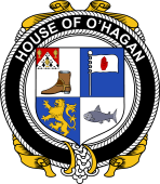 Irish Coat of Arms Badge for the O'HAGAN family