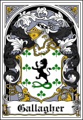 Irish Coat of Arms Bookplate for Gallagher