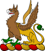 Family crest from England for Aboat Crest - A Griffin Sejant
