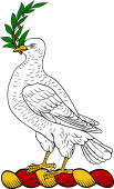 Family crest frim Wales for Allardice (Wales) Crest - A Dove and Olive Branch