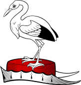 Family crest from England for Adderly (Warwickshire, Staffordshire) Crest - On a Chapeau, a Stork
