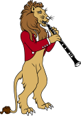 Symphony Lions Clipart image: Lion playing Oboe