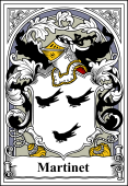 French Coat of Arms Bookplate for Martinet