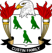 Coat of arms used by the Custin family in the United States of America