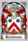 German Wappen Coat of Arms Bookplate for Hackeman (Hackman)