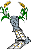 Arm in Armour Gauntleted Holding Wheat Wreath