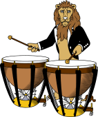 Symphony Lions Clipart image: Lion playing Kettle Drums